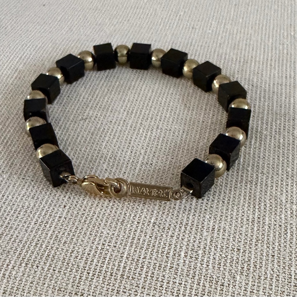 Napier Gold and Black Beaded Bracelet - Elegant Women’s Jewelry